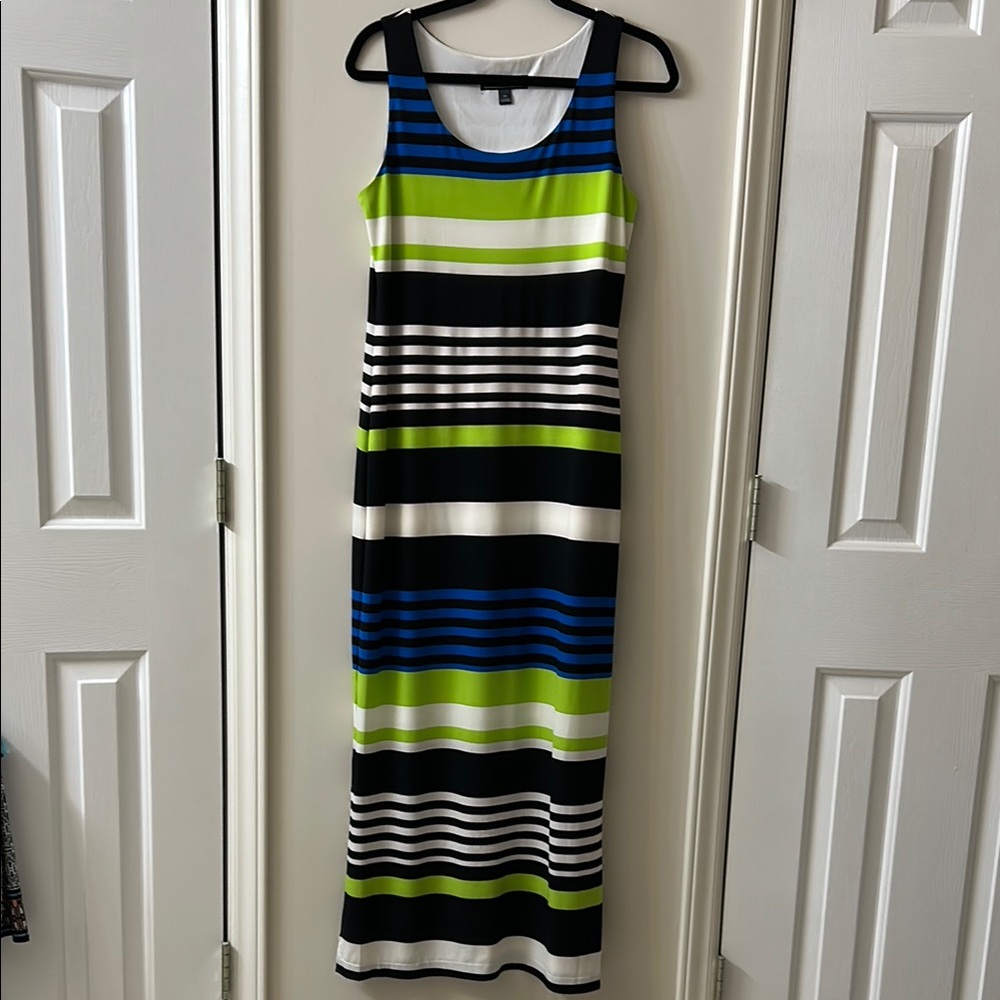 Striped Maxi Dress - Green, Blue, Black